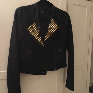 Topshop gold studded leather jacket